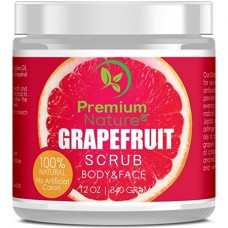 Exfoliating Grapefruit Face & Body Scrub -100% Natural Best Exfoliator -Strech Mark and Cellulite Removal with Sea Salt and Essential Oils 2.0 Limited Edition Premium Nature 12 Oz