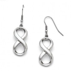 Primal Steel Stainless Steel Polished Infinity Symbol Shepherd Hook Earrings