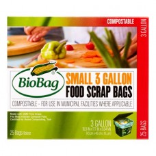 BioBag Small Green Compostable Garbage Bags, 3 Gallon, Green, 25 Ct