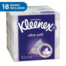 Kleenex Ultra Soft & Strong Facial Tissues; 75 Tissues per Cube Box; 18 Pack