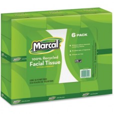 Marcal 100% Recycled, Upright Cube Facial Tissue, White, 6 / Pack (Quantity)