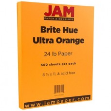 JAM Paper Bright Color Paper, 8.5 x 11, 24lb Brite Hue Ultra Orange, 500 Sheets/Ream