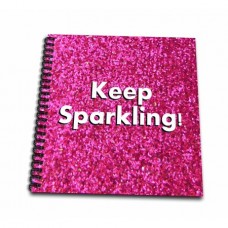 3dRose Keep Sparkling - fun cute girly hot pink faux glitter texture graphic - glam glamorous girls bling - Memory Book, 12 by 12-inch