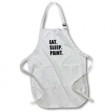 3dRose Eat Sleep Paint - art artist arty student passionate painter decorator, Full Length Apron, 22 by 30-inch, White, With Pockets