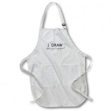 3dRose I Draw - Whats your superpower - fun gift for arty artists - art love, Full Length Apron, 22 by 30-inch, White, With Pockets