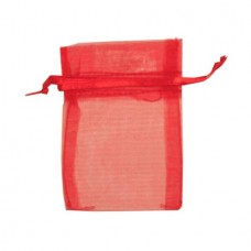 JAM Paper Sheer Organza Bag, X,Small, 3 x 4, Red, 12/pack