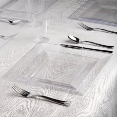 Kaya Collection - Square Clear Disposable Plastic Dinnerware Party Package - 60 Person Package - Includes Dinner Plates, Salad/Dessert Plates, Silver Cutlery and Tumblers