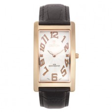 Croton Men's Aristocrat Rosetone Curved Rectangular Stainless Watch with White Dial