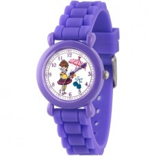 Disney Fancy Nancy Girls' Purple Plastic Time Teacher Watch, Purple Silicone Strap
