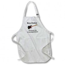 3dRose Bass guitar everyone else is just accompaniment, Medium Length Apron, 22 by 24-inch, With Pouch Pockets
