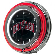 NBA Chrome Double Rung Neon Clock - Fade - Chicago Bulls