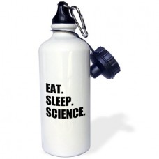 3dRose Eat Sleep Science - fun gift for scientific scientist - black text, Sports Water Bottle, 21oz