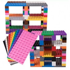 Classic Big Brik Tower Set by Strictly Briks - LEGO DUPLO Compatible - Large Pegs for Toddlers - 12 Big Brik Base Plates in Rainbow Colors (7.5” x 3.75”) and 96 Assorted Big Briks