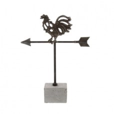 Decmode Farmhouse 15 x 11 inch distressed concrete and iron rooster weathervane, Black