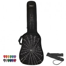 ChromaCast Spider Graphic Multi-Pocket Padded Acoustic Guitar Gig Bag with Pick Sampler & Guitar Strap