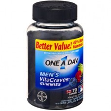 One A Day VitaCraves Men's Multivitamin Gummies Fruit, 70 CT (Pack of 4)