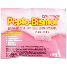 Pepto-Bismol Upset Stomach Reliever/Anti-Diarrheal Tablets, Box of 25 Packets, 2 Tablets per Packet (50 Tablets Total)
